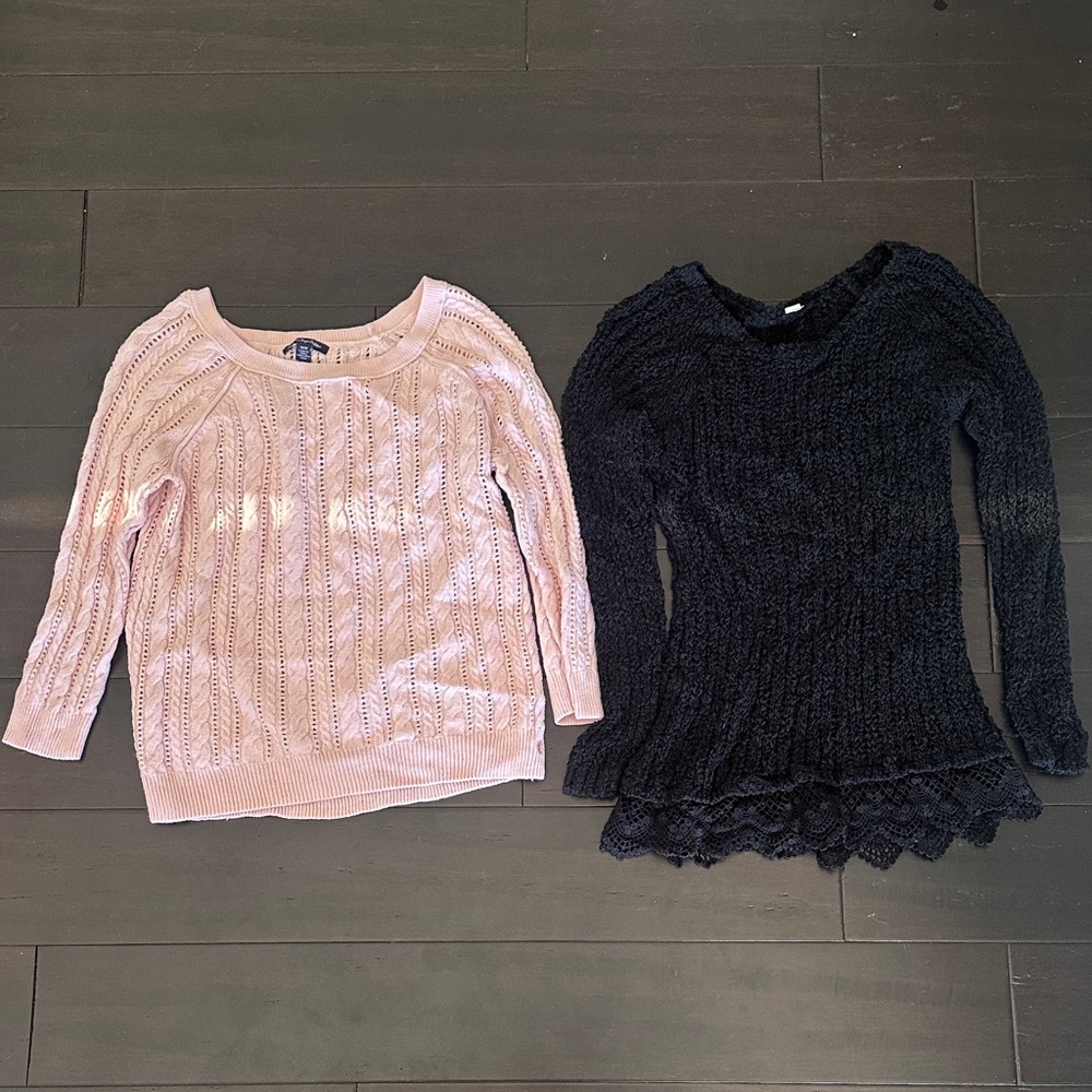 Pink and Black American Eagle Sweater Set